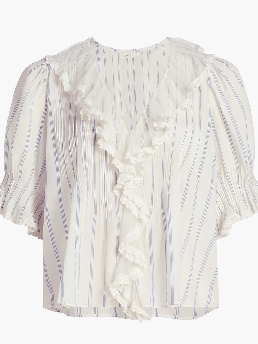 Doen Henri Striped Ruffle Front Top Size Medium - Picture 7 of 11